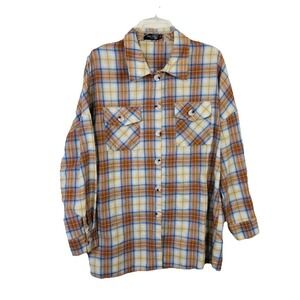 Noemi Kent Paris Women's XL Plaid Button Down Shirt‎ Flannel